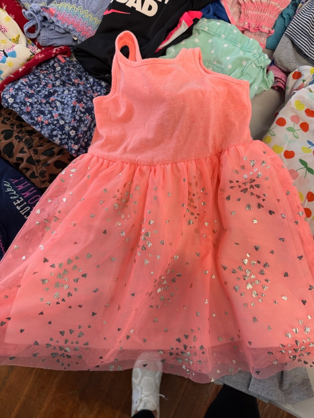 Coral Pink Tulle Heart Party Dress